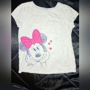 Light gray t-shirt with navy Minnie mouse